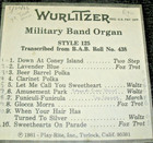 Wurlitzer Military Band Organ Rolls 125  Order Rolls You Wish  Fun Titles