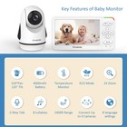 5  Video Baby Monitor With 2 Cameras Dual Audio 32hr Battery Night Vision Temp