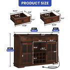 Sideboard Cabinet Bar Storage Wine Bottle Rack Drawers Power Hub W  Sliding Door