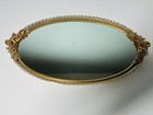Vintage Gold Toned Vanity Set With Mirrored Tray Hand Mirror And Brush