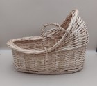 Vintage Moses Wicker Baby Doll Basket With Handles 9 x12  Hooded Bassinet