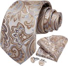 Mens Tie Set Silk Solid Paisley Necktie And Pocket Square Cufflinks Classic Form