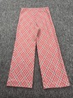 Vtg Jc Penney Pants Women Large Pink Argyle Flare High Rise Bell Bottom 60s 70s