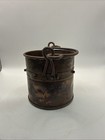 Antique Hand Hammered Copper Riveted Bucket With Iron Handles 