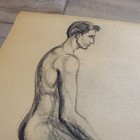 Vintage Original Nude Male Drawing Graphite Sketch Art Pencil   18  X 24 