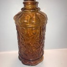 Vintage Italian Amber Glass Bottle Decanter W  Stopper 14    Tall