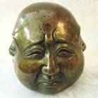 6cm buddhism Signed Bronze Old Tibet Brass 4 Faces Buddha Head Statue Figures