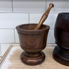 Vintage Wooden Mortar And Pestle Set  Graduated Rustic Kitchen Decor Hand Turned