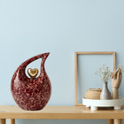 Large Maroon Floral Teardrop Cremation Urn For Human Ashes - 10  Adult Memorial