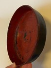 Antique 19th Century Burmese Red   Black Lacquer Round Tray Or Wine Coaster