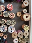 Lot Of 74 Antique Wooden Spools With Thread   1890s-1930s