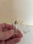 Vintage Petite Communion Glass Cup Flared Top  Etched Gold Symbol-set Of 2