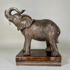 Bronze Tone Elephant Statue On Books Trunk Up Resin Figurine 8  China