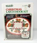 Vintage Christmas Latch Hook Kit Round Rug Tree Skirt Bells   Holly Mcm New Usa