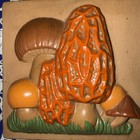 Vintage 1970 s Ceramic Mushroom 3d Hanging Wall Art 5 x5  Plaque Mcm Retro 4pcs