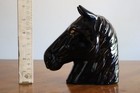 Vtg Wales Ceramic Horse Stallion Head Bust Figurine Statue 6  Black Gold Japan