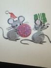 Vintage Norcross Christmas Card Glittered Mice Old Fashion Candy Nos W  Envelope