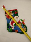 Bucilla Felt Christmas Stocking 18 Inch  Completed Handmade Beaded Sequined 3d