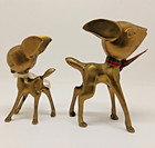 Vintage Brass Bambi Deer Fawn Figurine Lot Of 2