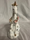 Porcelain White Unicorn Flowers On Cloud Vintage 1997 Yh