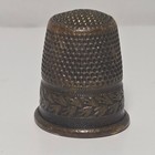 Antique Austrian Sterling Silver Sewing Thimble Ornate Leaf Border Austria 2 69g