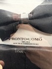 Vintage Pronto Uomo 100  Silk Bow Tie   Cummerbund Set Black New Nos