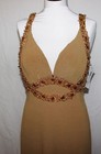 New Mayqueen Formal Beaded Gold Knit Dress Gown Party Bridesmaids Large  199