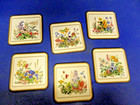 Vtg Pimpernel Coasters Set Of 6 Meadow Flowers Cork Back Made In England Boxed