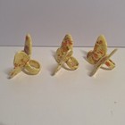 3 Vintage Yellow Butterfly Macrame Beads W Orange   Brown 1970s Butterflies Lot