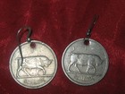 25mm Vintage Antique  Authentic Ireland Celtic Irish Bull harp Coin  Earrings