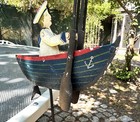 Vintage Sailor Balance Toy Hand-painted Nautical Rowboat Figurine  Folk Art