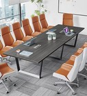 Sturdy Conference Table With Cable Management Grommets Modern 12 Foot Grey