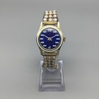 Vintage Swiss Made Women s Watch 29mm Blue Dial Gold Faux Pearl Manual Wind
