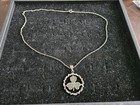 Vintage Sterling Silver Irish Connemara Marble Shamrock Clover Charm   Necklace