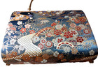 Japanese Kimono Obi Fabric Clutch Bag  Gold Frame  Formal Blue   Gold Embroidery