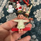 Vintage Lot Of 10 Wood Wooden Christmas Tree Ornaments