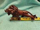 8  Antique Wood Carved Chinese Tiger Statue Redwood Vintage Glass Eyes Asian 