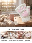Otpeh Cat Paws Gloves Fingerless Bear Furry Paw Cute Hand One Size  White