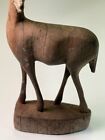 Vtg Early Hand Carved Wooden Deer Primitive Figurine Vtg 6  Tall 2 5 Wide  Orig