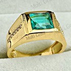 14k Solid Gold Emerald Men s Ring Green Gemstone Signet May Birthstone Gift