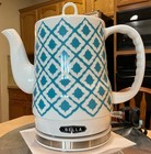 Bella Electric Ceramic Tea Kettle Rare Teal Diamond Pattern Ke7937-a
