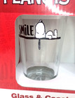 Peanuts Snoopy 16oz Glass   Coaster Set Smile  Giggle  Laugh  Cuddle