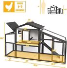 Petscosset Chicken Coop And Run Wooden Hen House Outdoor 2 Story Poultry Cage