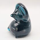 Vintage Blown Glass Mouse Figurine Blue Handmade 3 