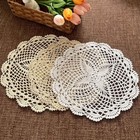 4pcs lot 11-12in Vintage Cotton Hand Crochet Lace Doily Doilies Round Table Mats