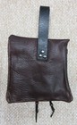 Small Black   Dark Brown Leather Pouch W celtic Brass Button For Faires