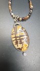 Sterling Silver Jasper Pendant On Agate Bead Necklace 