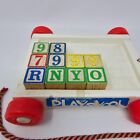 Playskool Vintage 1986 Pull Wagon With Wooden Abc 123 Blocks