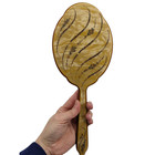 Vintage 1950 s Art Nouveau Yellow Pearlescent Celluloid Vanity Set Mirror Brush