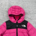 The North Face Thermoball Eco Hooded Jacket Girls 2t Pink Black Puffer Full Zip